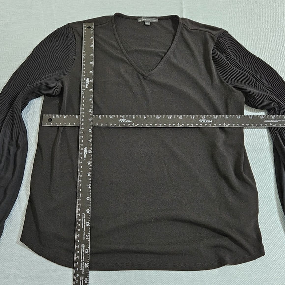 Adrianna Papell Womens Long Bubble Sleeve Top V Neck Flowy Lightweight Black M - Picture 12 of 12